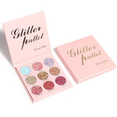 9 Color Glitter Eyeshadow Palette, Colorful Shimmer Waterproof Long Lasting Sparkling Body Glitte, Highly Pigmented Holographic Chunky Glitter Makeup Eye Shadow Sequin for Stage Festival Party